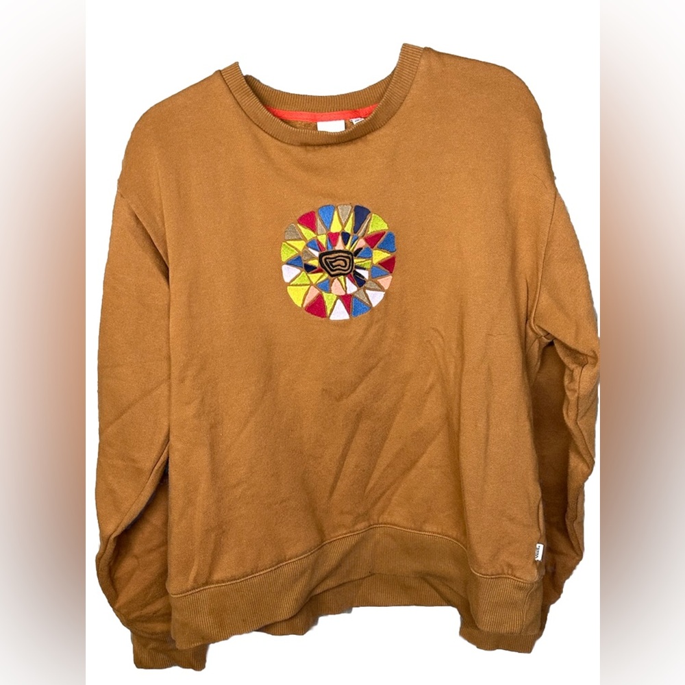 Vans | Womens Sweater Long Sleeve | Tan w/ rainbow accent |Pre-owned